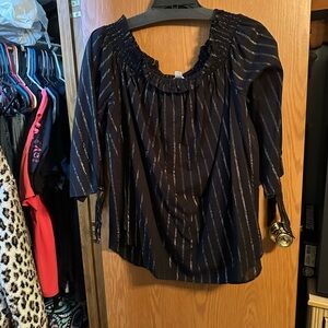 MICHAEL Michael Kors Black and Silver Striped Blouse